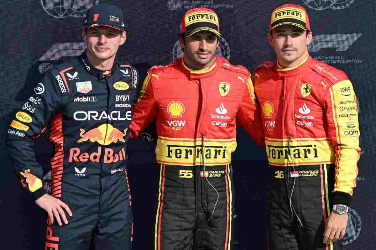 Carlos Sainz Leclerc Ferrari Verstappen Red Bull F1