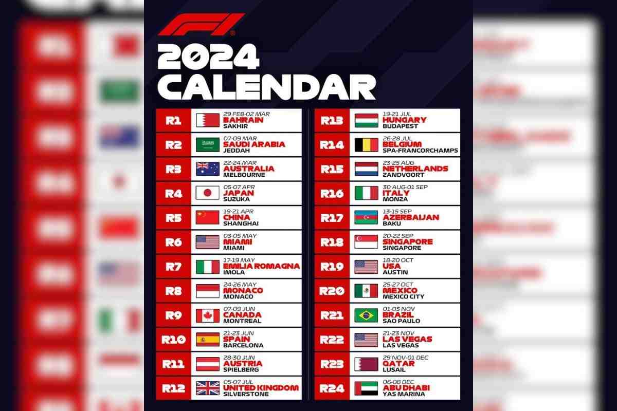 Calendario 2024 Formula 1